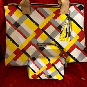 Kate Landry geometric Tote with matching wallet